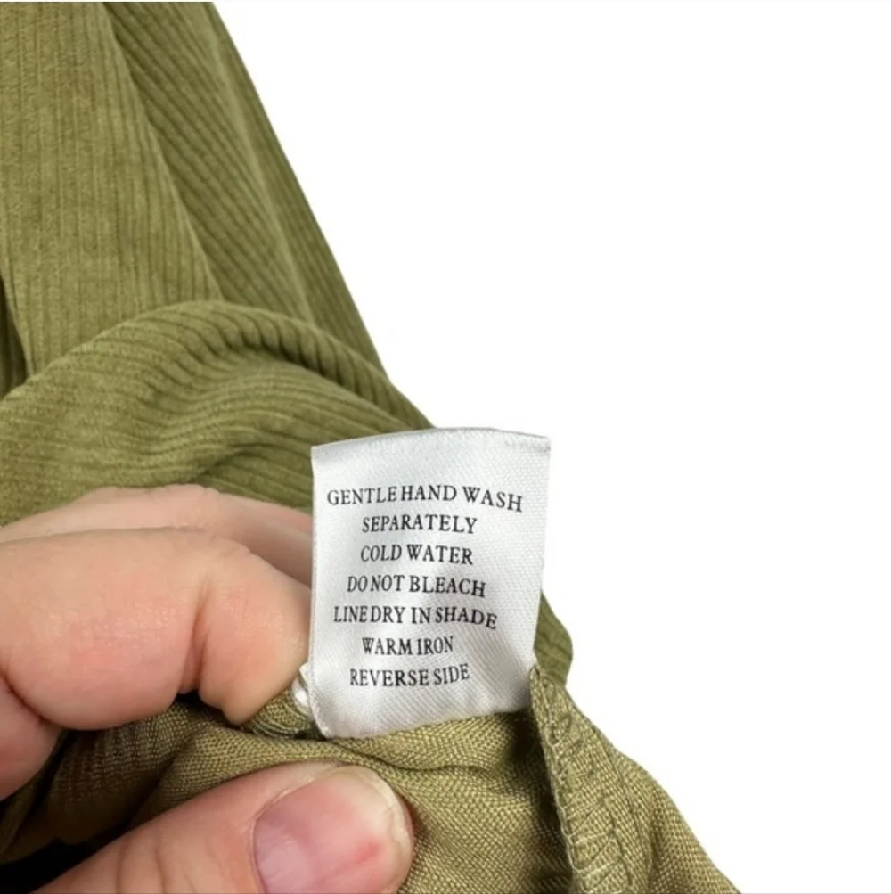 Petal & Pup Green Corduroy Ribbed Button Down Shirt Shacket Size Small - Picture 6 of 7